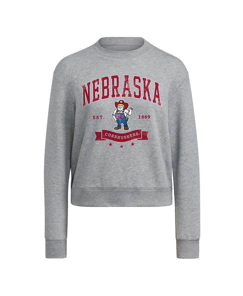 Adidas Women's Gray Nebraska Huskers Pullover Crewneck Sweatshirt