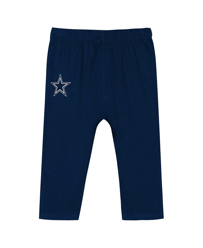 Outerstuff Baby Boys and Girls 2-Piece Navy Dallas Cowboys Double Up Long Sleeve Bodysuit Pants Set