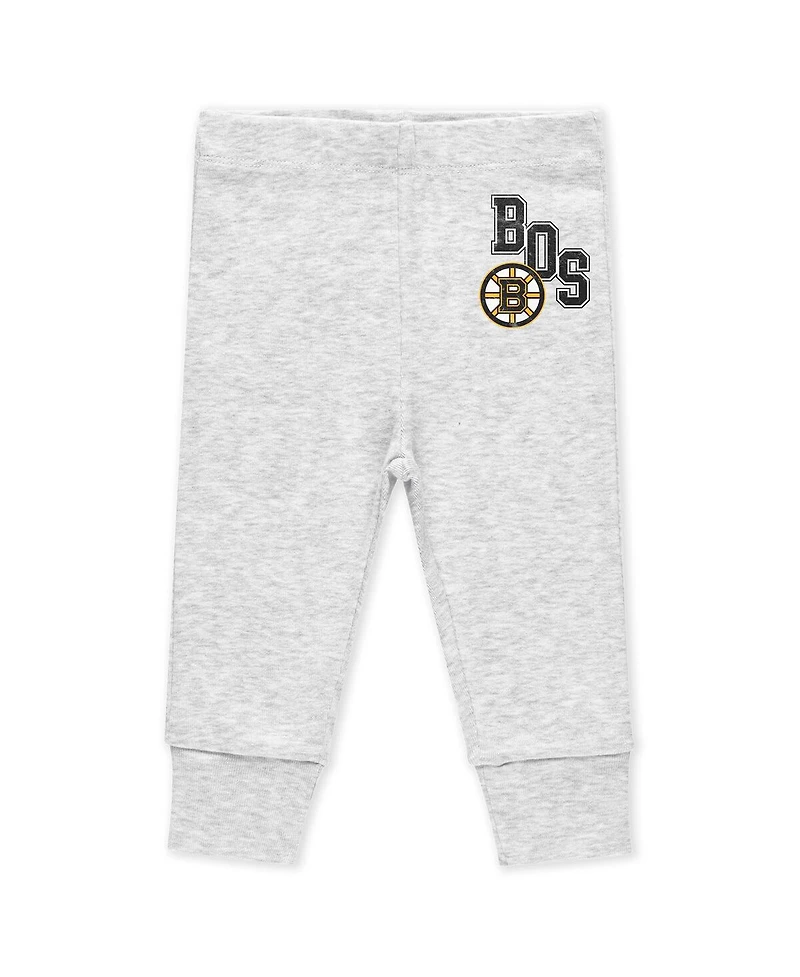 Wear by Erin Andrews Baby Boys and Girls 3-Piece Boston Bruins Turn Me Around Bodysuits Pants Set