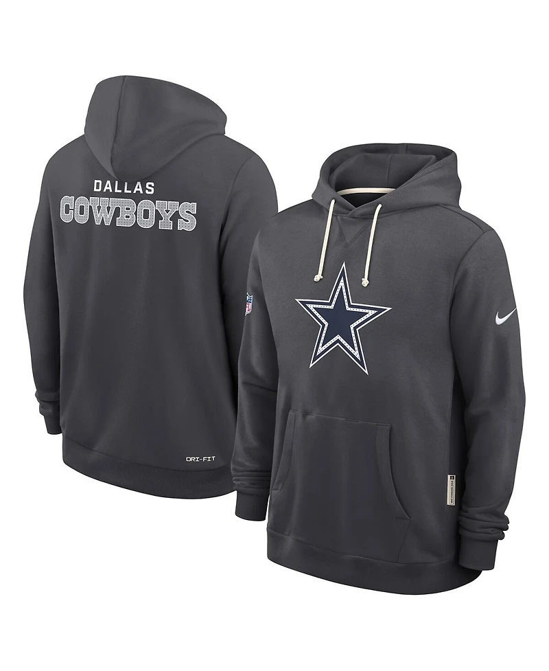 Nike Men's Anthracite Dallas Cowboys Sideline Standard Issue Initial Home Dri-fit Hoodie