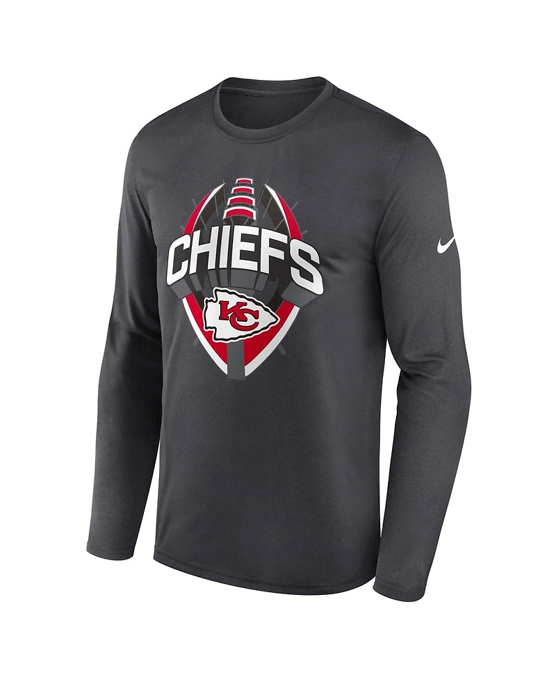 Nike Men's Anthracite Kansas City Chiefs Primetime Legend Icon Performance Long Sleeve T-Shirt