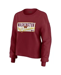 Wear by Erin Andrews Women's 2-Piece Burgundy Washington Commanders Heavy Rugby Jersey Long Sleeve T-Shirt and Shorts Lounge Set