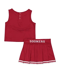 Colosseum Girls Toddler Crimson Oklahoma Sooners Time For Recess Cheer Top and Skirt Set