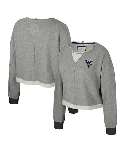Colosseum Women's Charcoal West Virginia Mountaineers Magnum Scoop Neck Cropped Pullover Sweatshirt