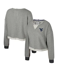 Colosseum Women's Charcoal West Virginia Mountaineers Magnum Scoop Neck Cropped Pullover Sweatshirt
