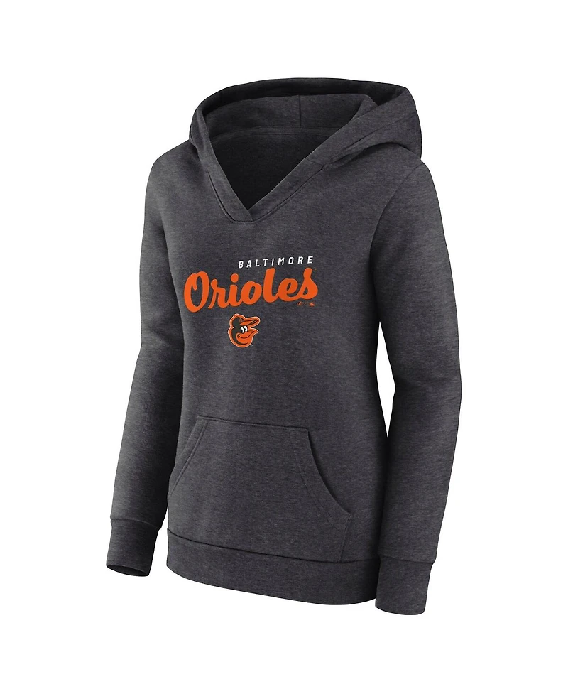 Logo Athletic Women's Heather Charcoal Baltimore Orioles Triumphant V-Neck Pullover Hoodie