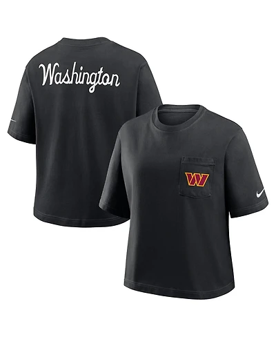 Nike Women's Black Washington Commanders Rewind Pocket Boxy T-Shirt