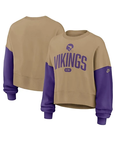 Nike Women's Tan Minnesota Vikings Oversized Rewind Pullover Sweatshirt
