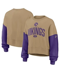 Nike Women's Tan Minnesota Vikings Oversized Rewind Pullover Sweatshirt