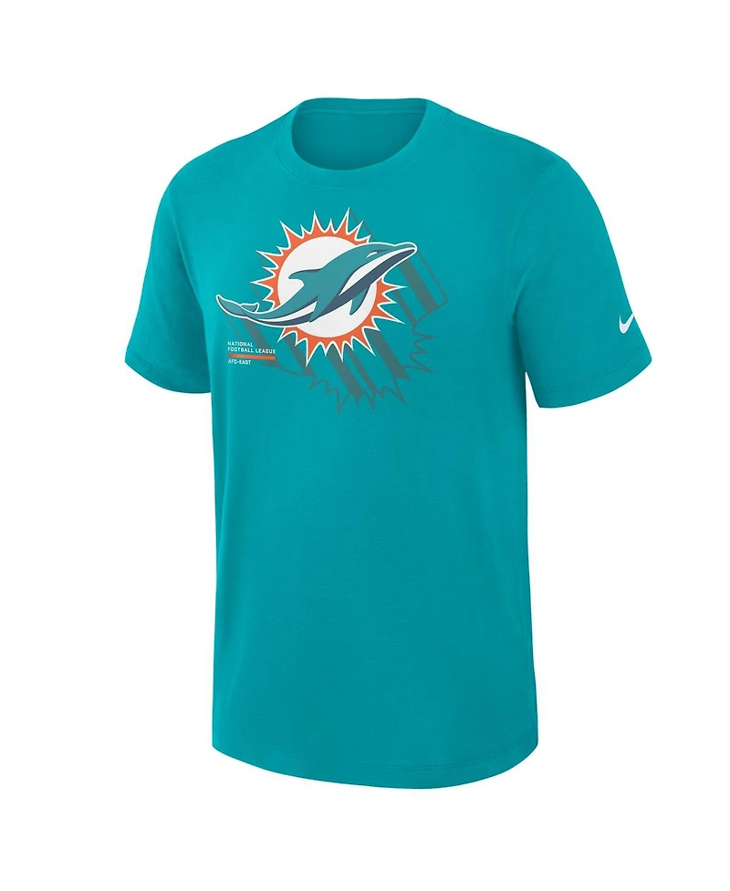 Nike Men's Aqua Miami Dolphins Left End Run Slub Performance T-Shirt