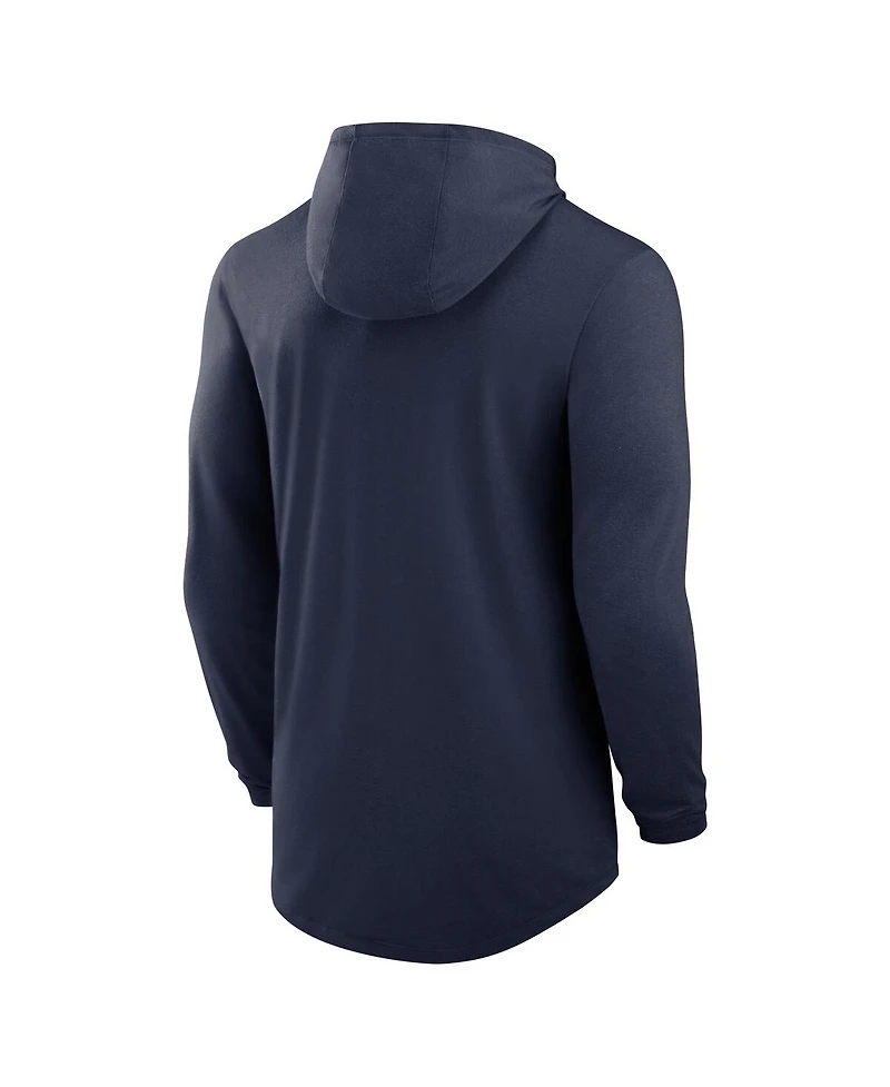 Nike Men's Navy West Virginia Mountaineers Classic Arch Tri-Blend Performance Long Sleeve Hoodie T-Shirt