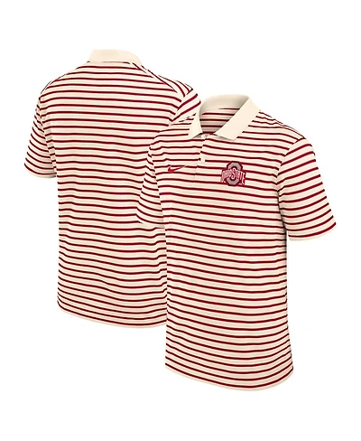 Nike Men's Cream/Scarlet Ohio State Buckeyes Solid Foundation Striped Performance Polo Shirt