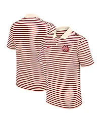 Nike Men's Cream/Scarlet Ohio State Buckeyes Solid Foundation Striped Performance Polo Shirt