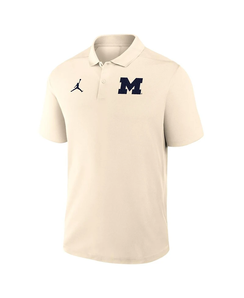 Jordan Men's Tan Michigan Wolverines Primary Logo Victory Performance Polo Shirt