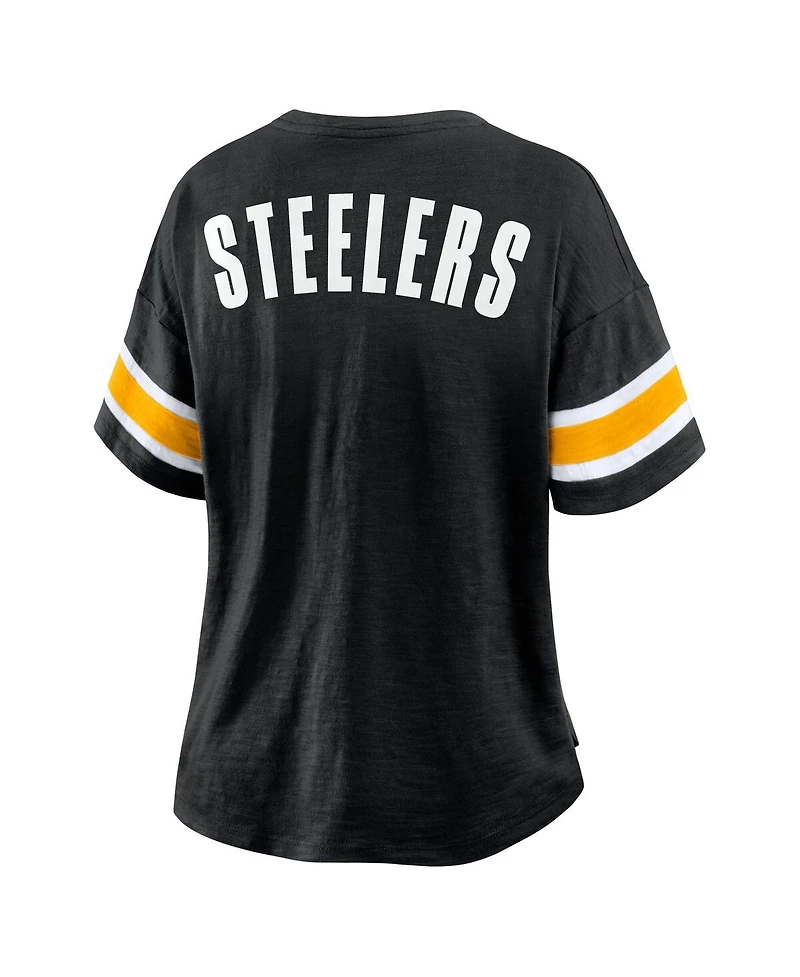 Fanatics Women's Black Pittsburgh Steelers Redzone Curl Route T-Shirt