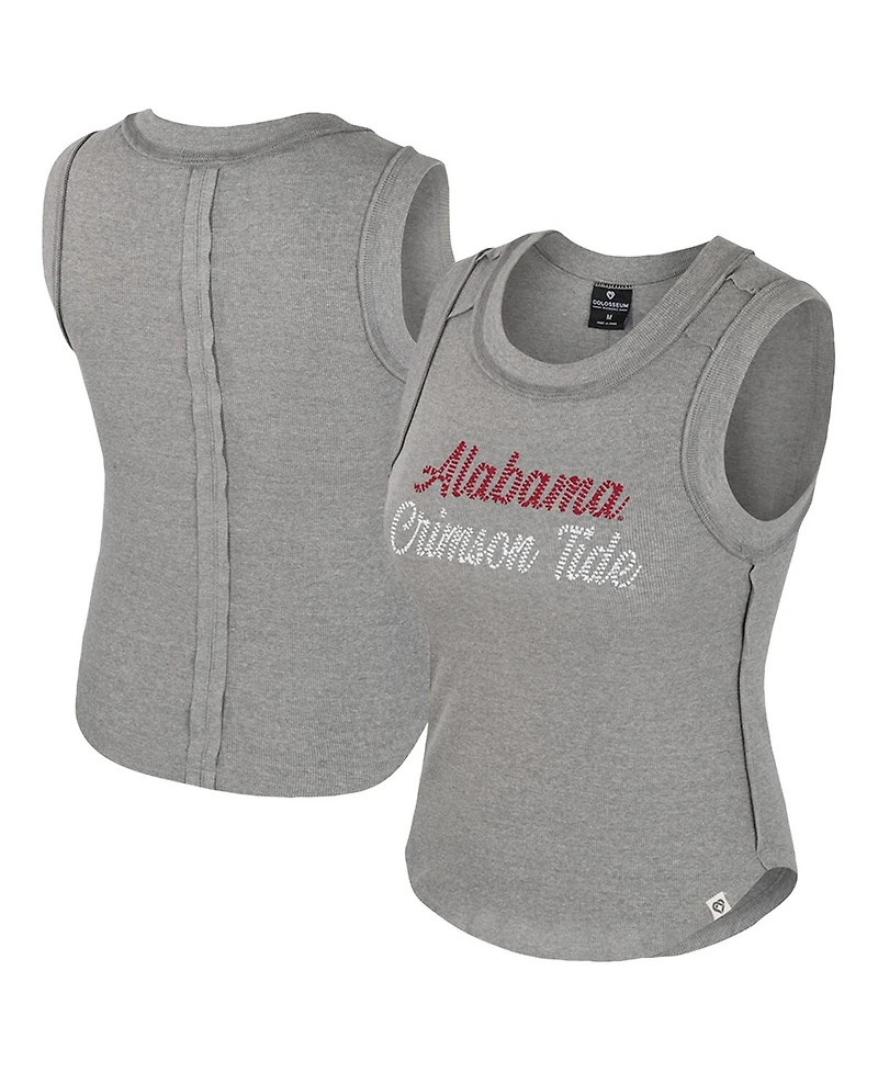 Colosseum Women's Heather Gray Alabama Crimson Tide Beach You Ribbed Tri-Blend Tank Top