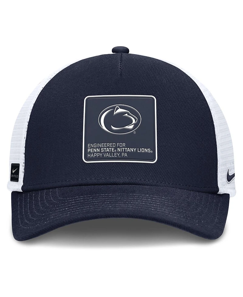 Nike Men's Navy/White Penn State Nittany Lions 2025 On-Field Rise Engineered Trucker Adjustable Hat