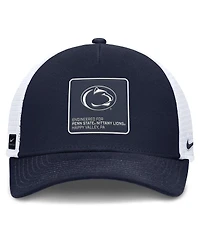 Nike Men's Navy/White Penn State Nittany Lions 2025 On-Field Rise Engineered Trucker Adjustable Hat