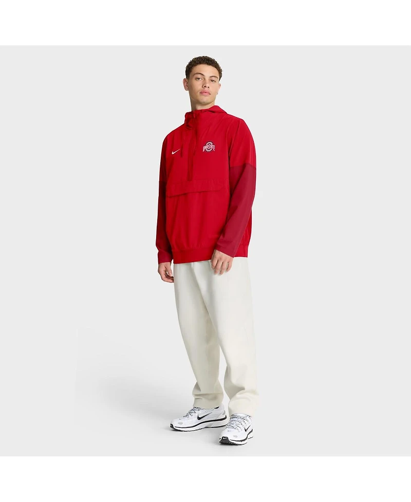 Nike Men's Scarlet Ohio State Buckeyes Anorak Half-Zip Hoodie Jacket