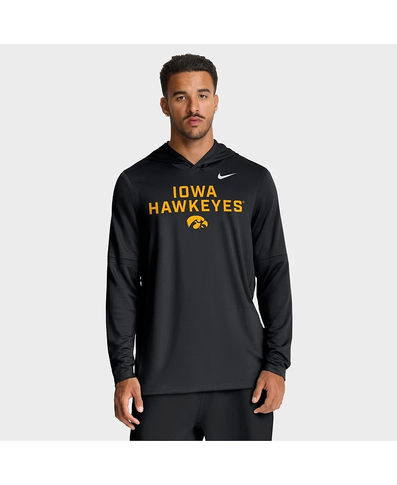 Nike Men's Iowa Hawkeyes 2025 Sideline Performance Long Sleeve Hoodie T-Shirt
