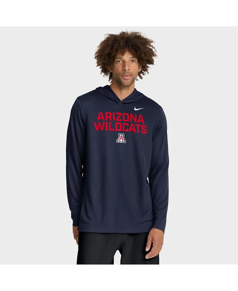 Nike Men's Navy Arizona Wildcats 2025 Sideline Performance Long Sleeve Hoodie T-Shirt