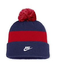 Nike Men's Blue/Red Atlanta Braves Cooperstown Collection Peak Standard Cuffed with Pom Knit Hat
