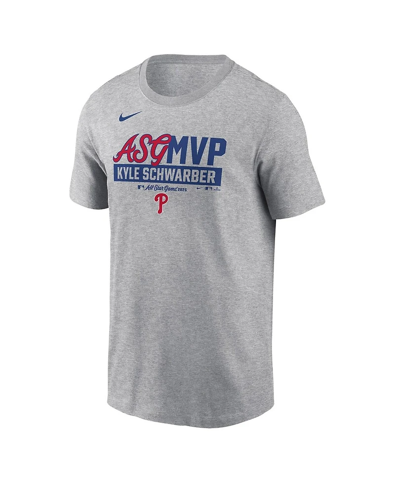 Nike Men's Kyle Schwarber Heather Gray Philadelphia Phillies 2025 Mlb All-Star Game Mvp T-Shirt