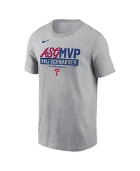 Nike Men's Kyle Schwarber Heather Gray Philadelphia Phillies 2025 Mlb All-Star Game Mvp T-Shirt