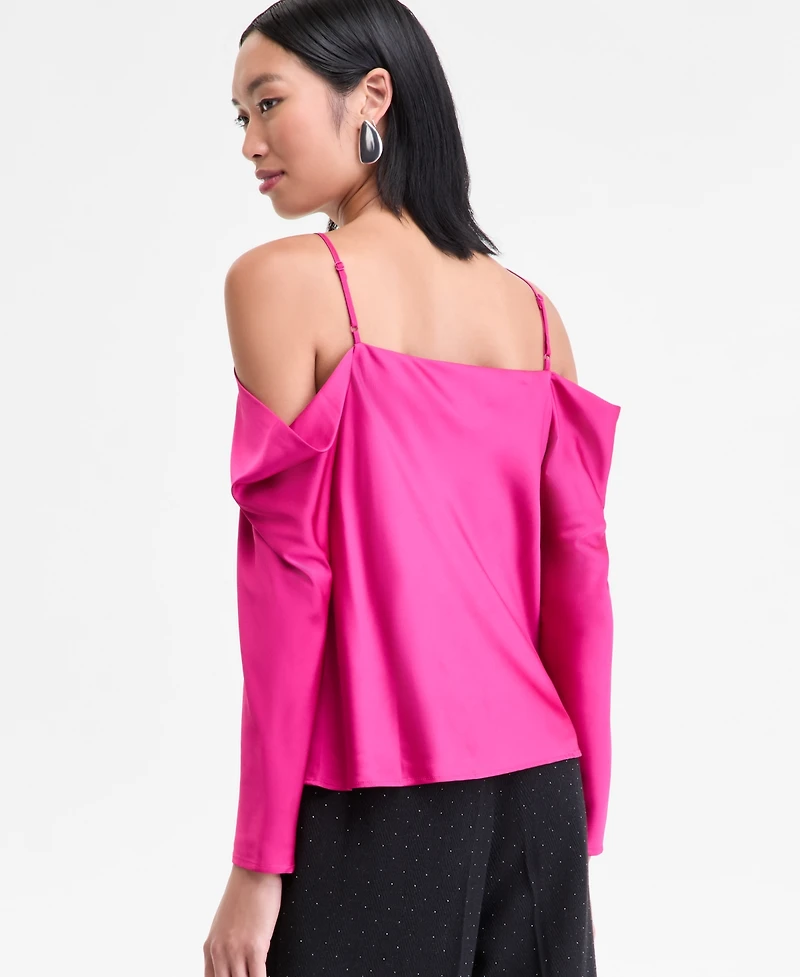 I.n.c. International Concepts Women's Cold-Shoulder Draped Blouse, Macy's Exclusive