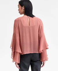 I.n.c. International Concepts Women's Ruffle-Trim Bell-Sleeve Blouse, Macy's Exclusive