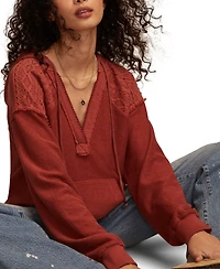 Lucky Brand Women's Crochet Trim Baja Hoodie