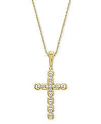 Men's Diamond Openwork Cross 22" Pendant Necklace (1/2 ct. t.w.) in 14k Gold-Plated Sterling Silver