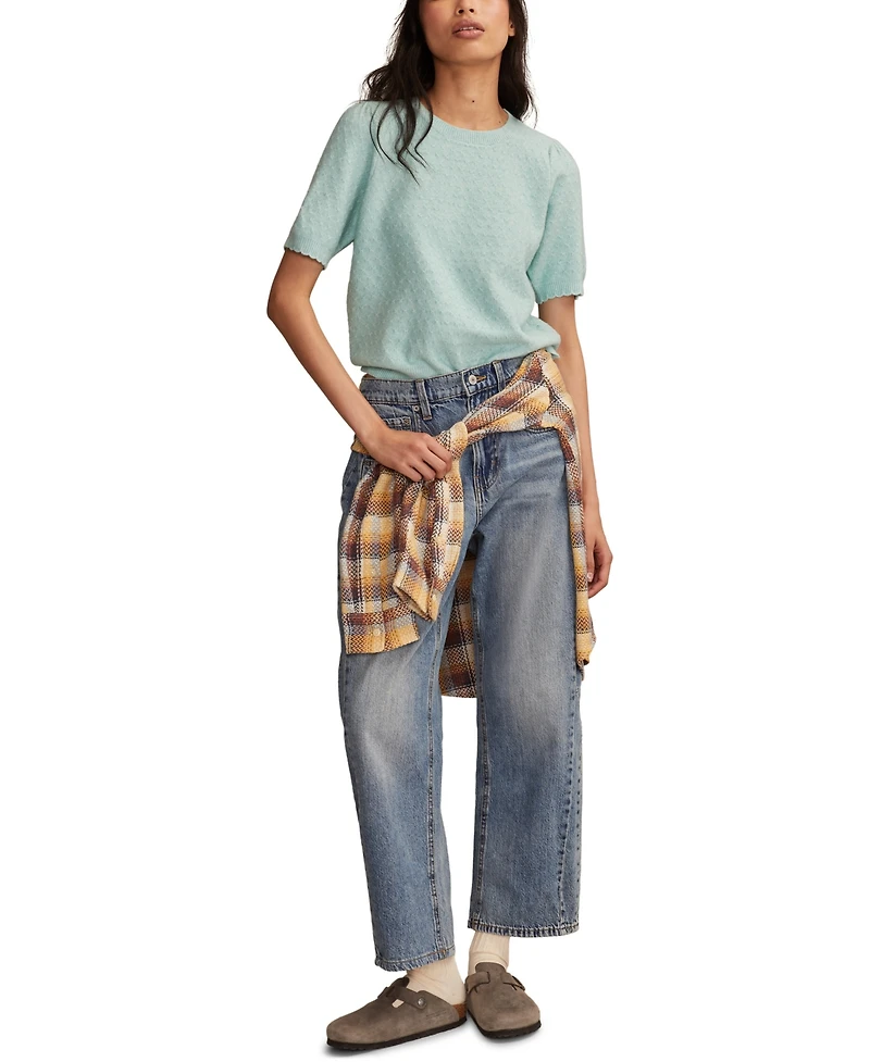 Lucky Brand Women's Cloud Soft Puff Sleeve Sweater T-shirt