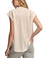 Lucky Brand Women's Dolman Ruffle Button Down Top