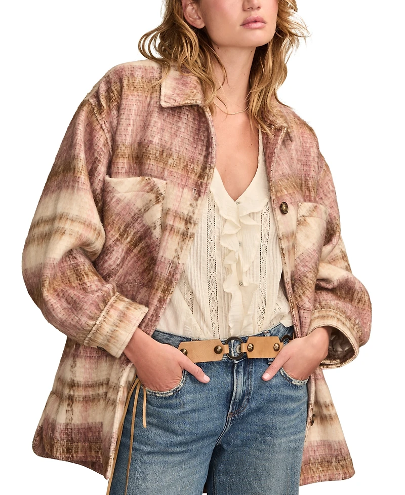 Lucky Brand Women's Oversized Plaid Shirt Jacket