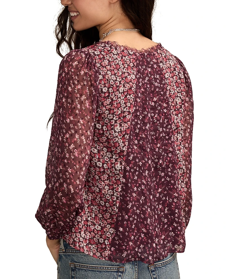 Lucky Brand Women's Print Mix Swing Top