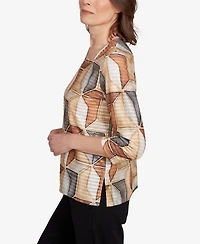 Alfred Dunner Women's Classic Stained Glass Square Neck Top