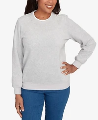 Alfred Dunner Women's Classic Embellished Crew Neck Anti-Pill Top