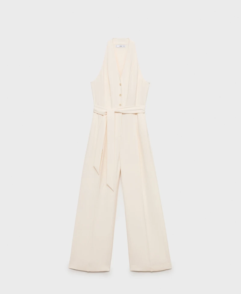 Mango Women's Belted Halter Neck Jumpsuit
