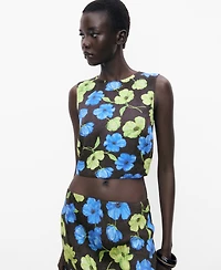 Mango Women's Open-Back Floral Blouse