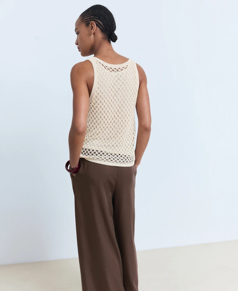 Mango Women's Straps Crochet Top