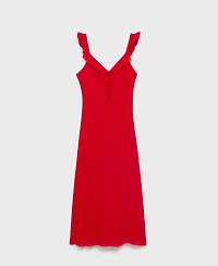 Mango Women's Flounce Neckline Midi Dress