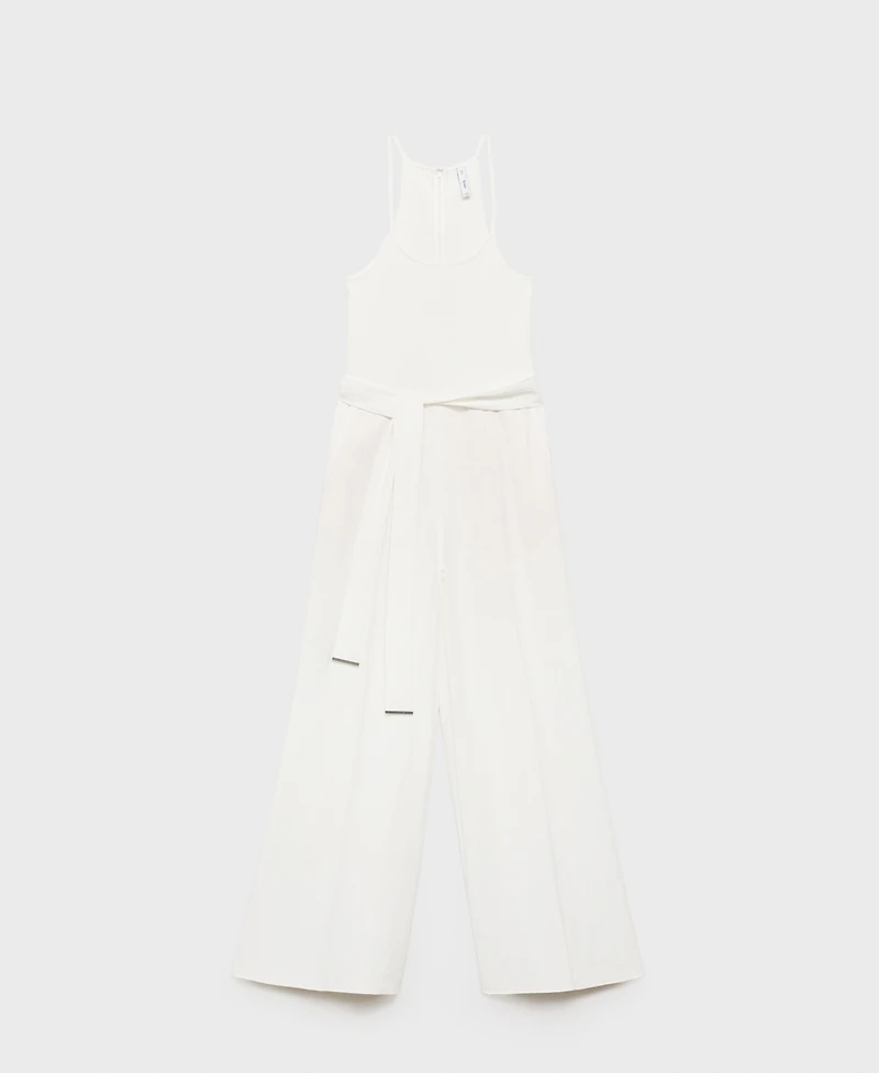Mango Women's Belted Long Lyocell Jumpsuit