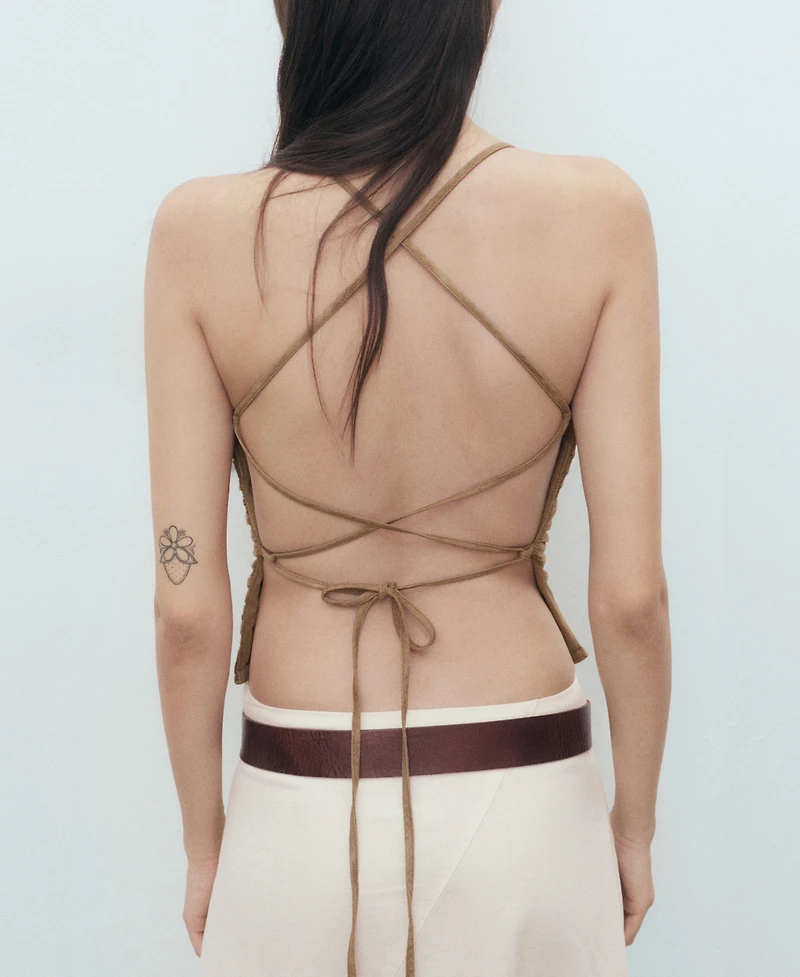 Mango Women's Open-Back Cotton Top