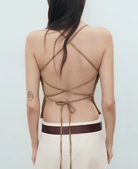 Mango Women's Open-Back Cotton Top