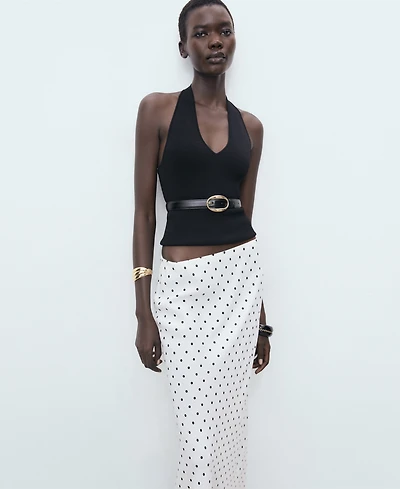 Mango Women's Long Polka Dot Skirt