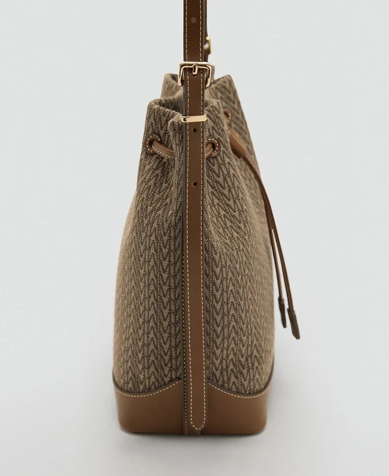 Mango Women's Printed Logo Bucket Bag