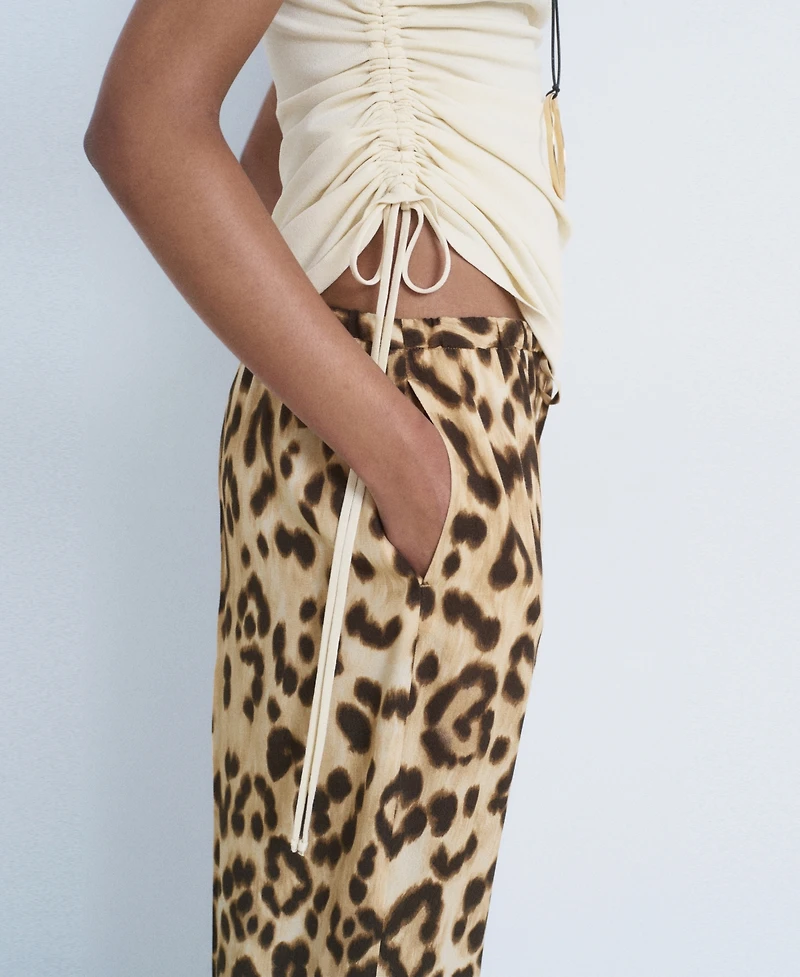 Mango Women's Fluid Animal- Print Pants