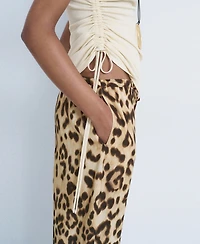 Mango Women's Fluid Animal- Print Pants
