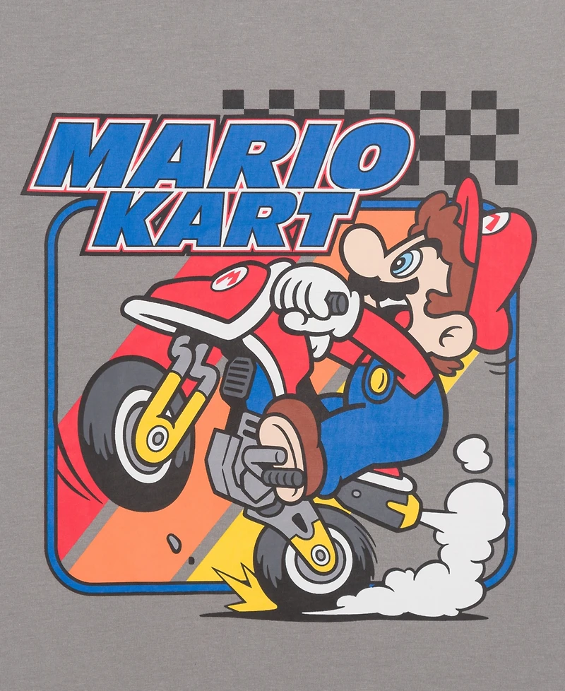 Mario Bros. Big Boys Checkered Striped Short Sleeve T-Shirt